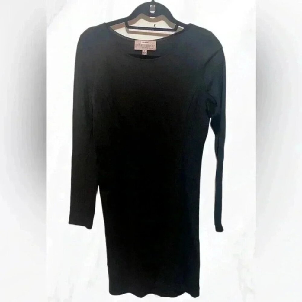 Philosophy black straight fit crew  neck zippered long sleeve dress S